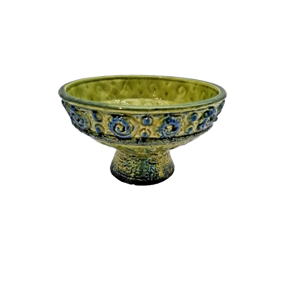 MCM Green blue Pedestal Planter Bowl Napcoware Japan